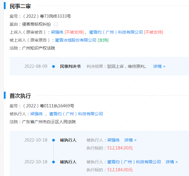 蹭“蜜雪冰城”， 这个奶茶品牌被判赔50万！