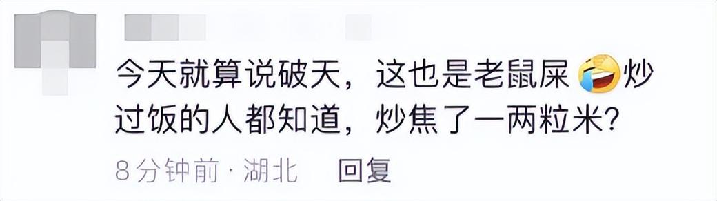 顾客点炒饭吃出老鼠屎,老板当场吃下:油温太高饭炒焦了,酥脆酥脆的